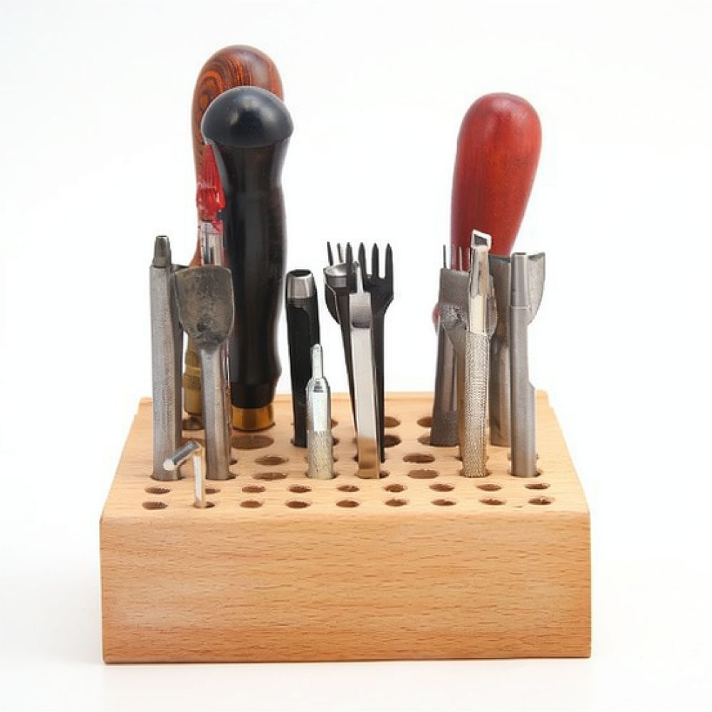Hand Tools And Workshop Equipment - Werkzeugorganizer aus Buchenholz für Lederarbeiten, geeignet
