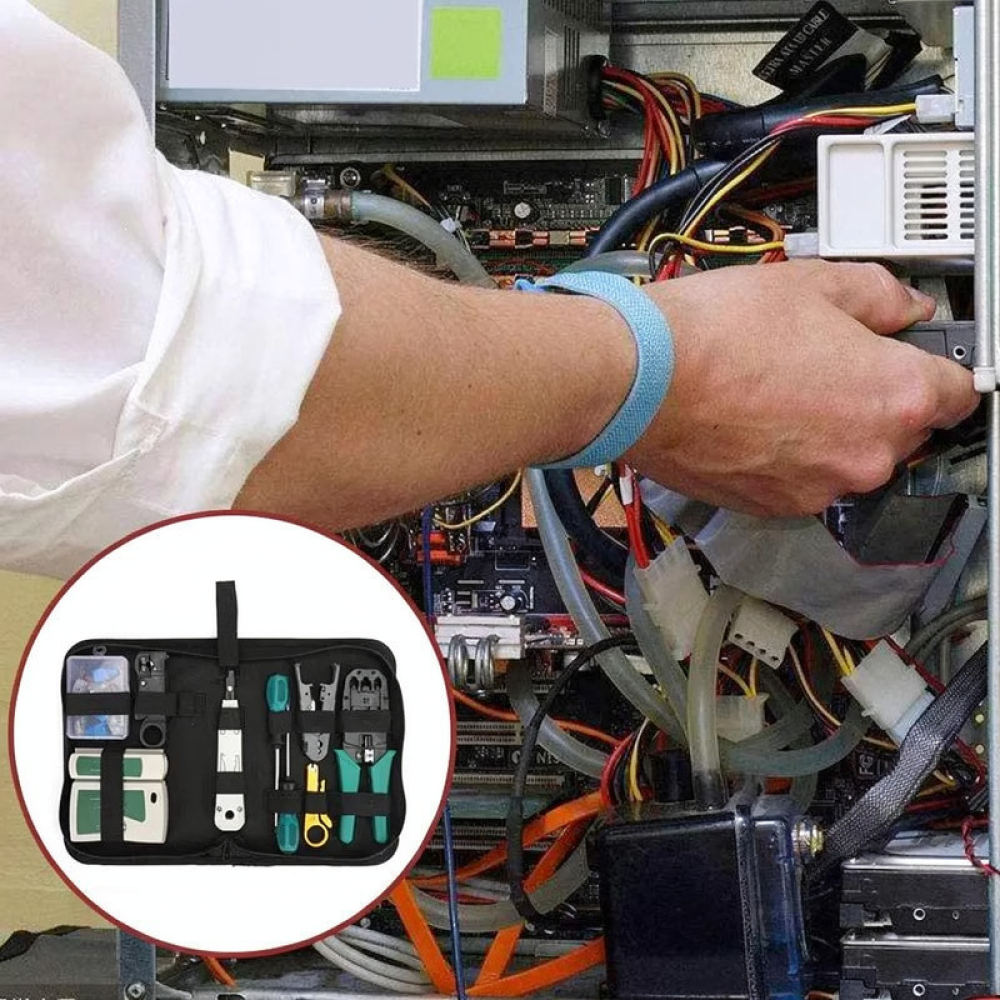 Tool Set - Umfassendes Netzwerk-Installationswerkzeug-Set, Kabeltester, Crimpzange, Wartungsset, langlebiges
